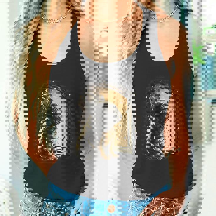 フレンチブルドッグ 夜のかわいいフレンチドッグ タンクトップ