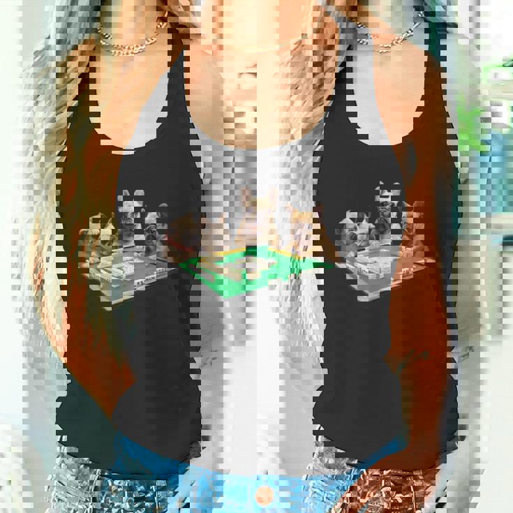 フレンチブルドッグ 犬 麻雀 面白いtシャツ メンズ おもしろ 面白い 服 おもしろグッズ ネタ 雀士 タンクトップ