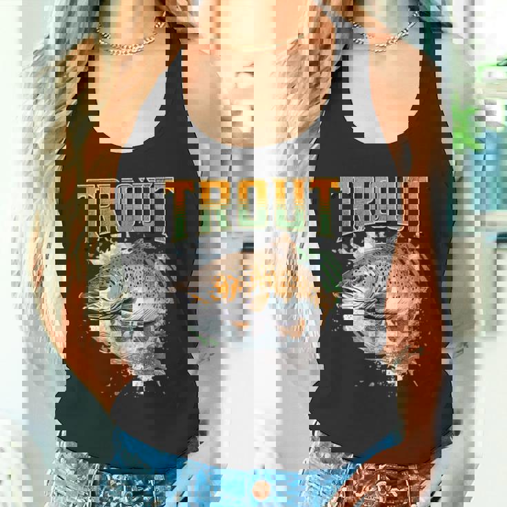 ブラウントラウト 釣り アウトドア 自然愛好家 淡水魚 タンクトップ