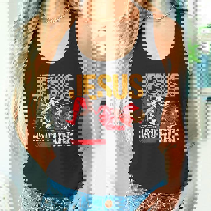 ブラジリアン柔術 ジーザス・ハズ・ユア・バック 面白いクリスチャンbjj タンクトップ