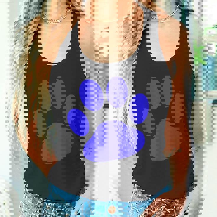 ブルー 肉球 プリントシャツ タンクトップ