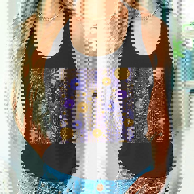 ブルーとゴールド フラワーガーデン アフタークリムト タンクトップ