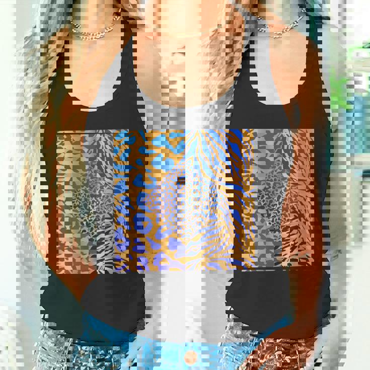 ブルースの直径のジャングルプリントゴールド。シマウマ、パンサー、チーター タンクトップ