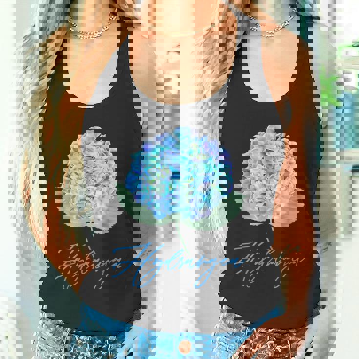 ブルーパープルアジサイフラワーレトロガーデナーアート タンクトップ