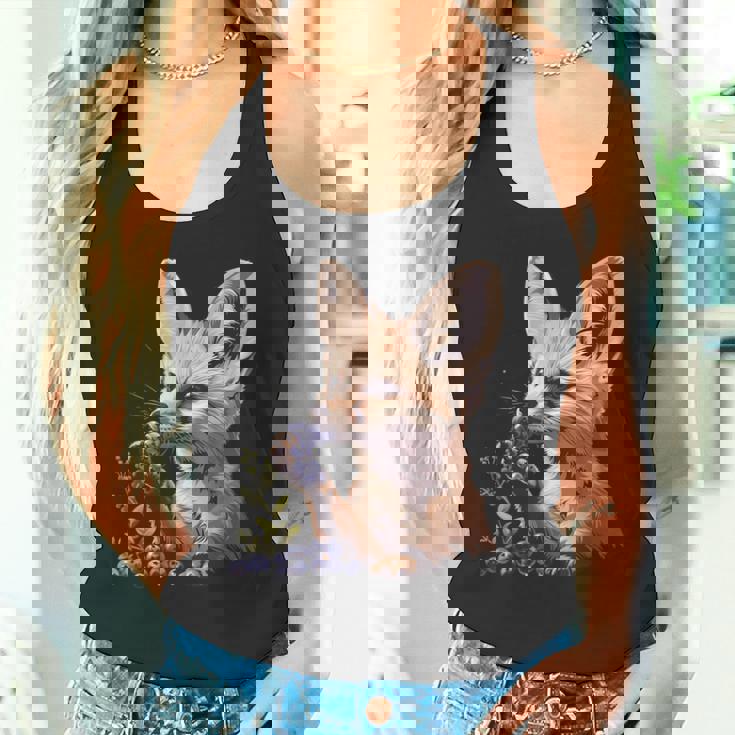 ブルーベリー フェネック キツネ ブルーベリー アニマルアート 野生動物 自然 タンクトップ