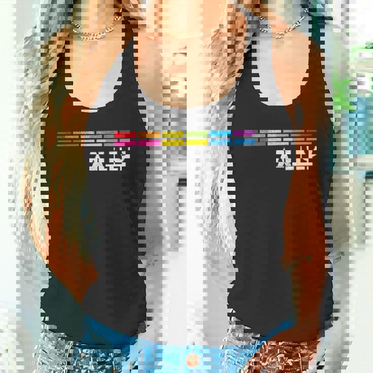 プラウドアライlgbtゲイ平等lgbtqプライドパンセクシャルパンフラッグ タンクトップ