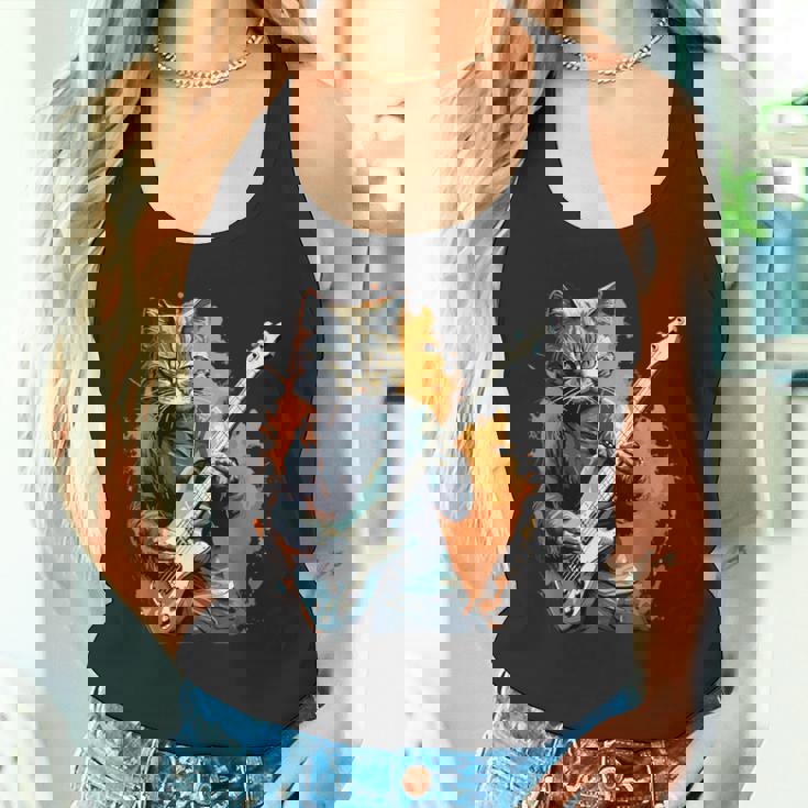 ベースギター 音楽 猫 ギターを弾く タンクトップ