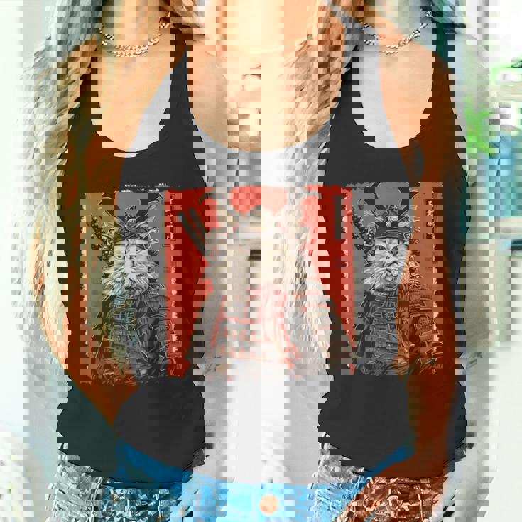 ペルシャ猫 日本美術 サムライ 浮世絵 ヴィンテージ タンクトップ