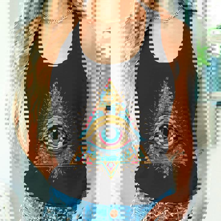 ホルスアイ オールシーイングアイ ピラミッド イルミナティ フリーメイソン タンクトップ