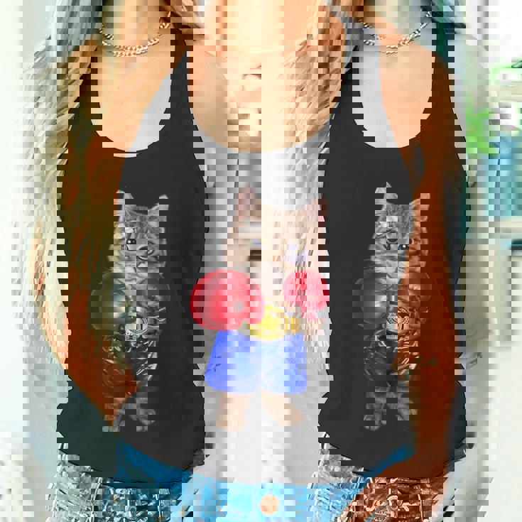 ボクシング をする 猫 ねこ タンクトップ