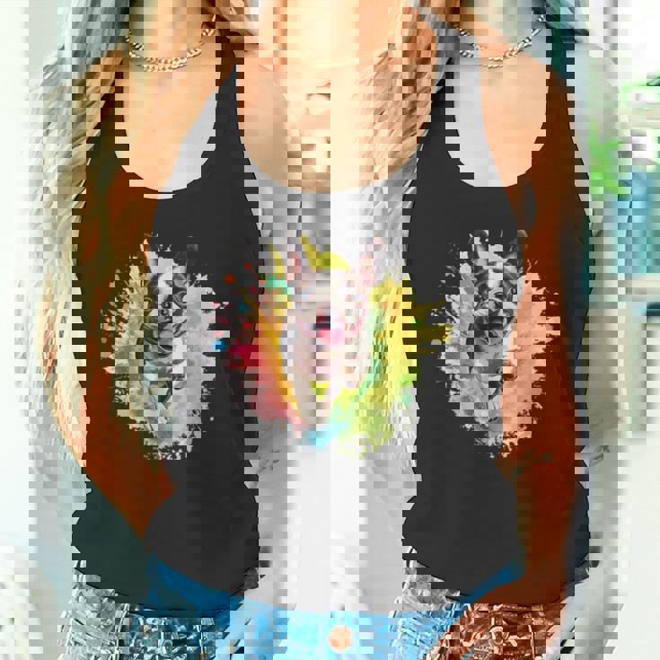 ボストンテリア 恋人 カラフル スプラッシュアート ボストンテリア タンクトップ