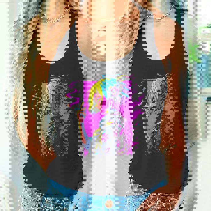 ボヘミアン・ガール、スモーキング・ガールのサイバーパンク・イラストレーション タンクトップ