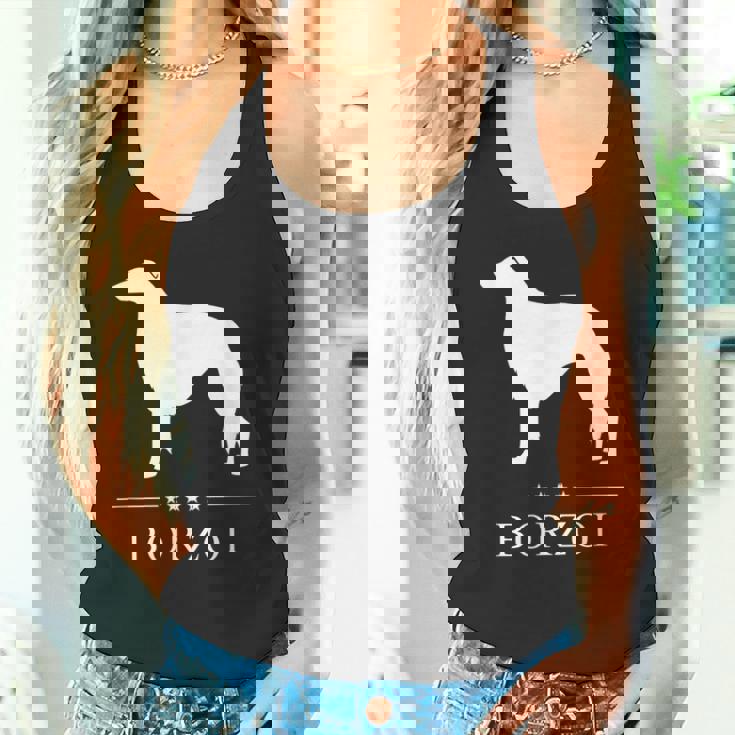 ボルゾイ犬の白いシルエット タンクトップ