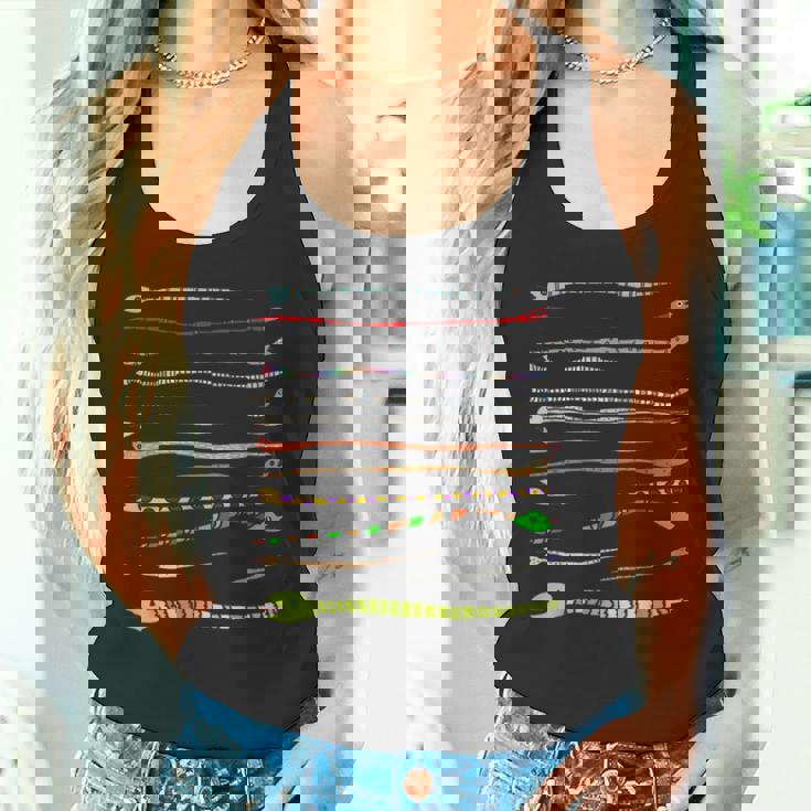 ボーダー カラフル Pop 爬虫類 かわいい オリジナル ヘビ柄 手描き フロント ボーダー イラスト おもしろ タンクトップ