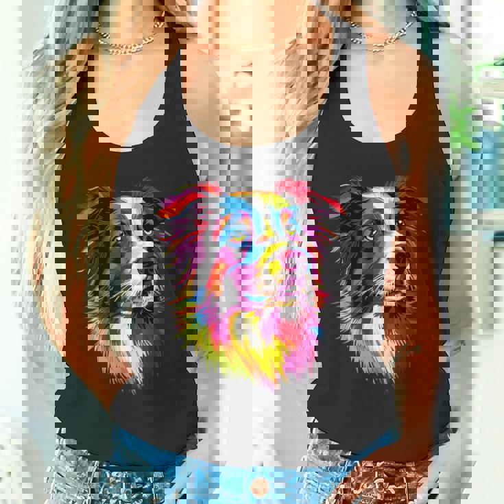 ボーダーコリー ポップアート レインボーカラー カラフル ボーダーコリー タンクトップ