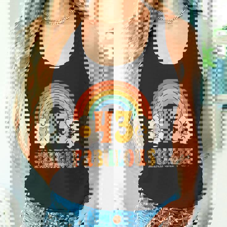 ボーホー レオパード レインボー 43 & ファビュラス ヴィンテージ 43歳の誕生日 タンクトップ