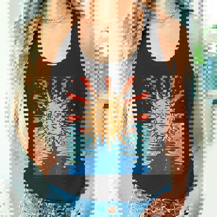 ボーホー 太陽と月 天体 三日月 フェイズ タンクトップ