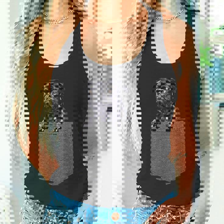 ポケットにいるパグ かわいい愛犬デザイン 犬愛好家、ペットオーナー向け タンクトップ