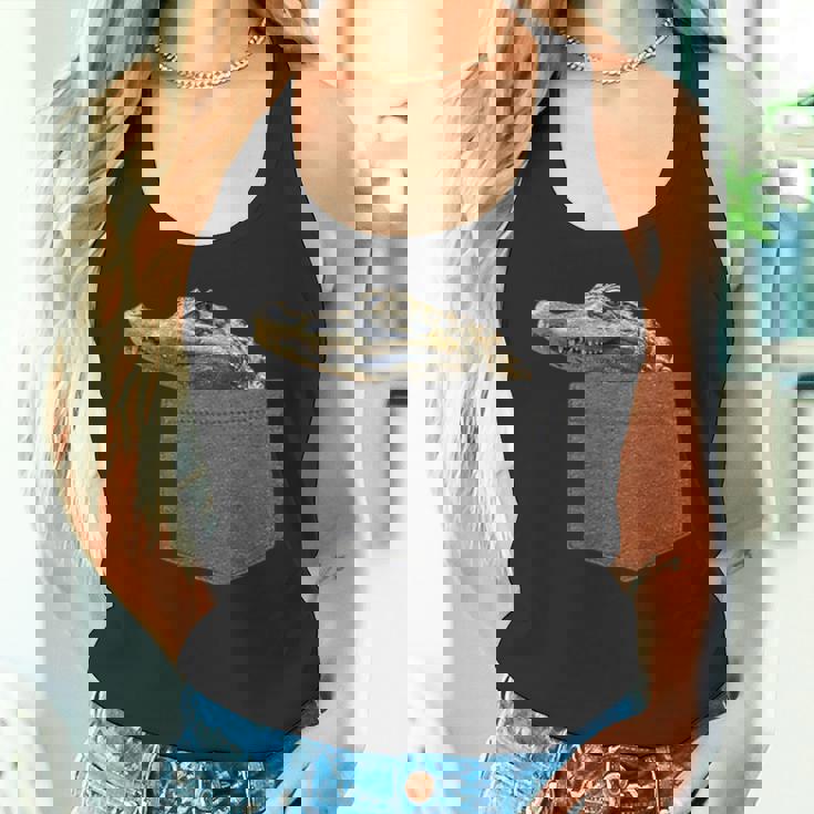 ポケットにワニ 愉快なアニマルデザイン タンクトップ