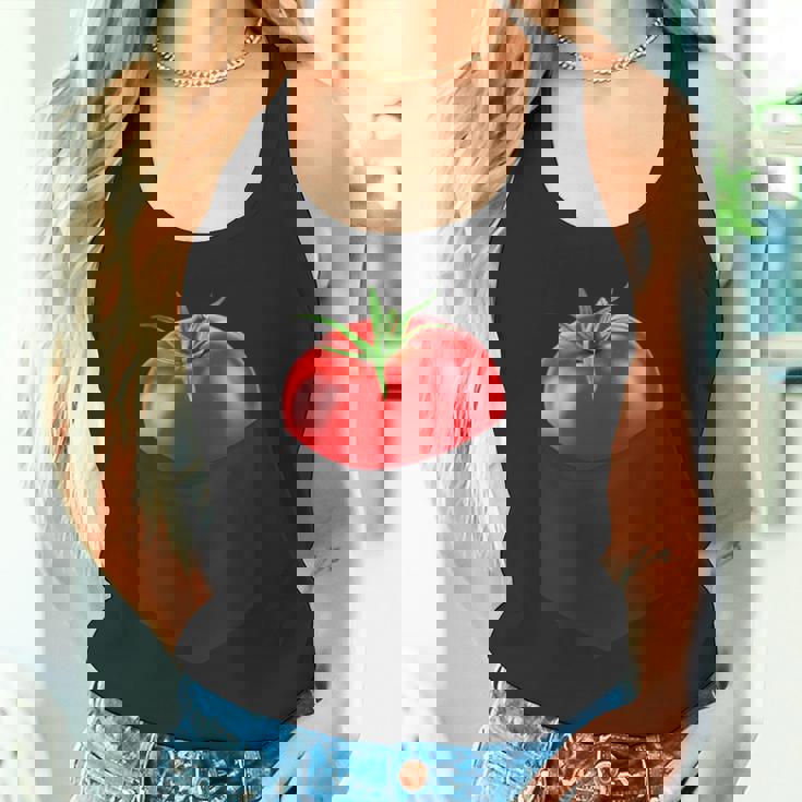 ポケットに入ったトマト、胸に面白いトマト。 タンクトップ