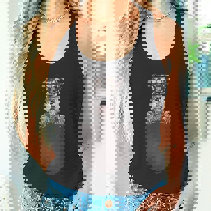 ポケットの中の犬面白い犬好きのミニチュア・シュナウザー タンクトップ