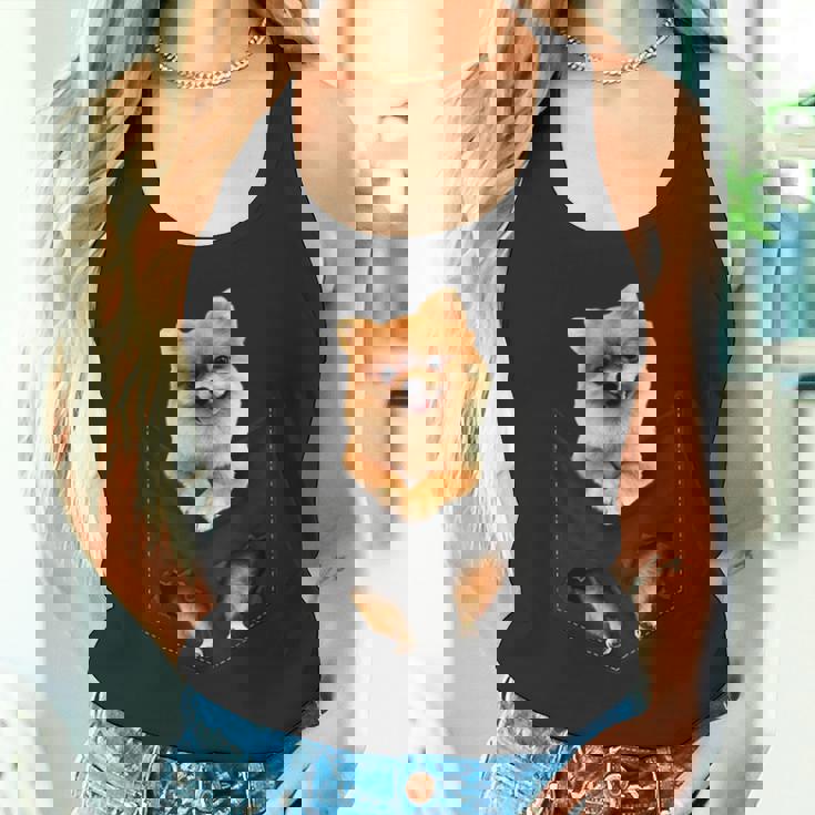 ポム犬愛好家のためのポケットに入った面白いポメラニアン。 タンクトップ