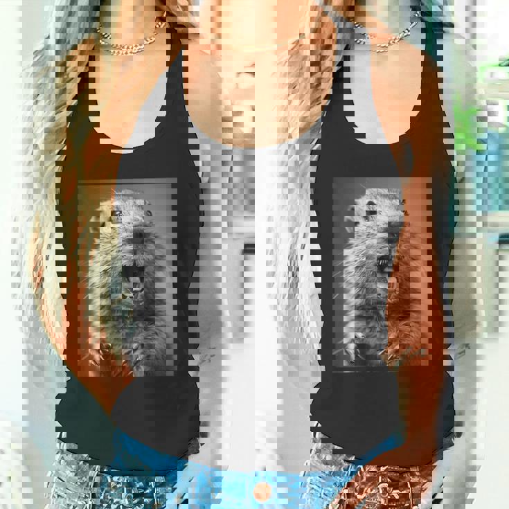 マーモットは生意気に笑う、面白いマーモット タンクトップ