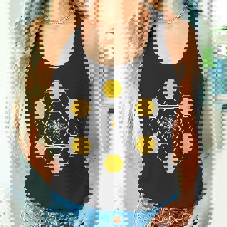 ミツバチユーモア六角形ナチュラルスタイル タンクトップ