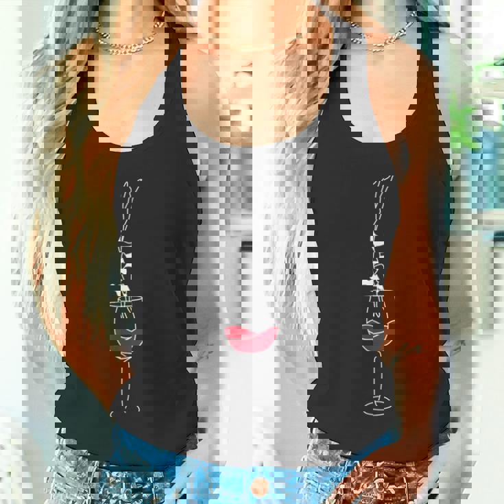 ミニマリズム ワインヘッド ジャンプ イラスト ヴィノ ギフトアイデア タンクトップ