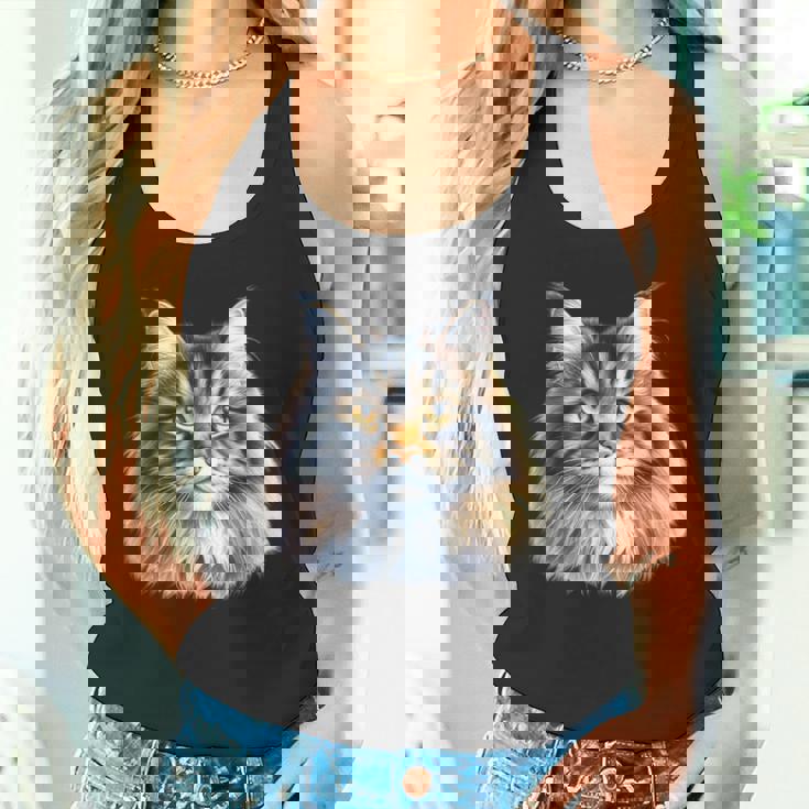 メインクーン 猫の肖像画 タンクトップ