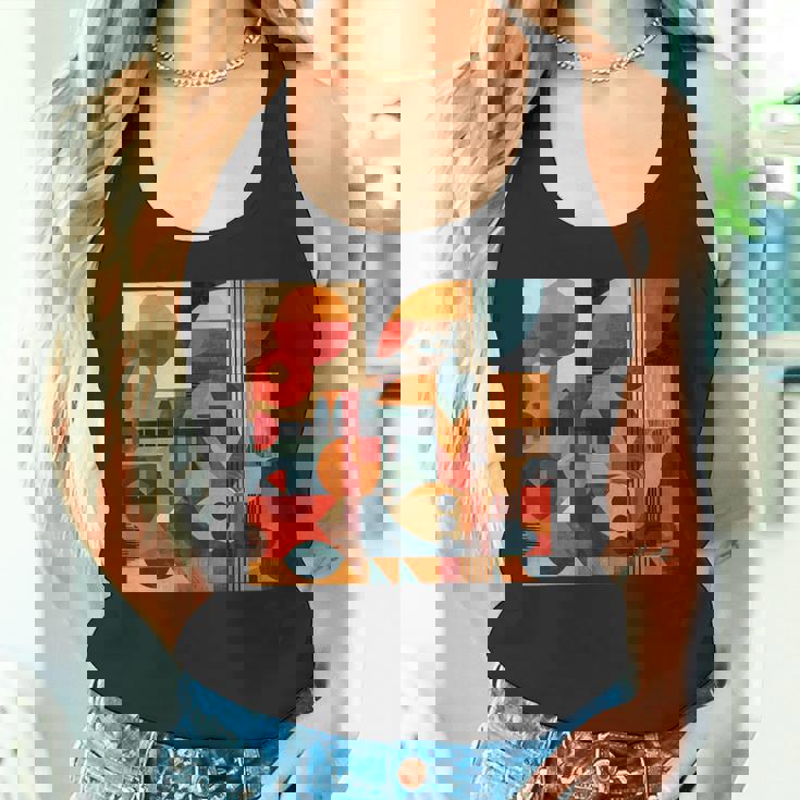 モダン 抽象 パターン ボーホー 抽象 幾何学 タンクトップ