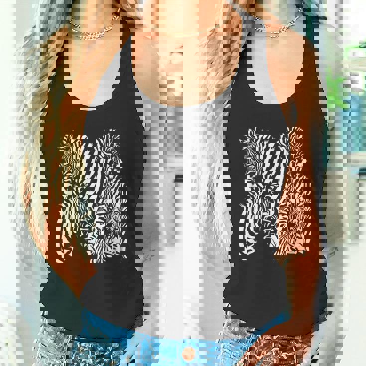 モノクロゼブラ柄アフリカサファリ動物野生生物 タンクトップ