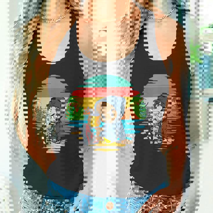 ヤシ、ビーチ、海、寒さ、太陽。 タンクトップ