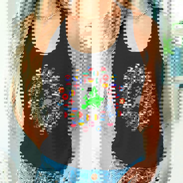 ヨーロッパ、ヨーロッパの旗、欧州連合の旗、ヨーロッパ地図。 タンクトップ