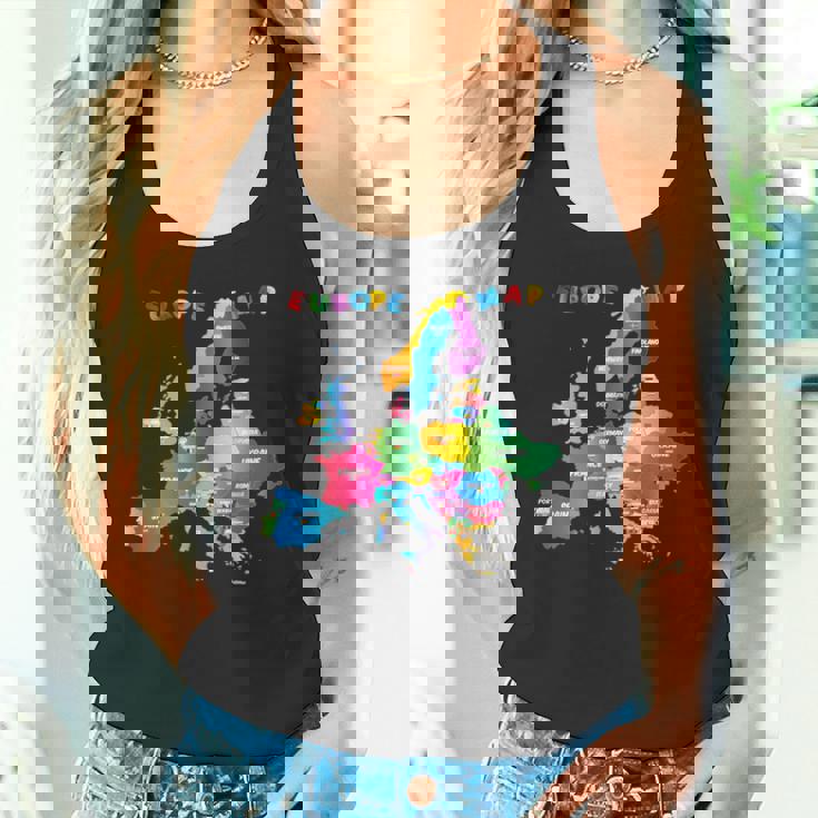 ヨーロッパ地図、国旗、ヨーロッパ諸国 タンクトップ