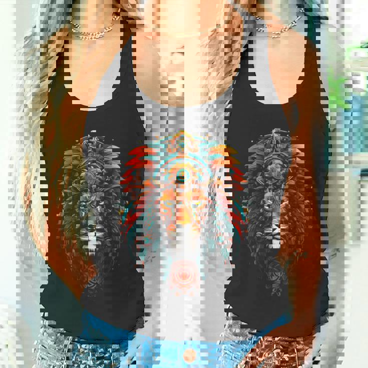 ライオン 動物 動物園 アート ライオン タンクトップ