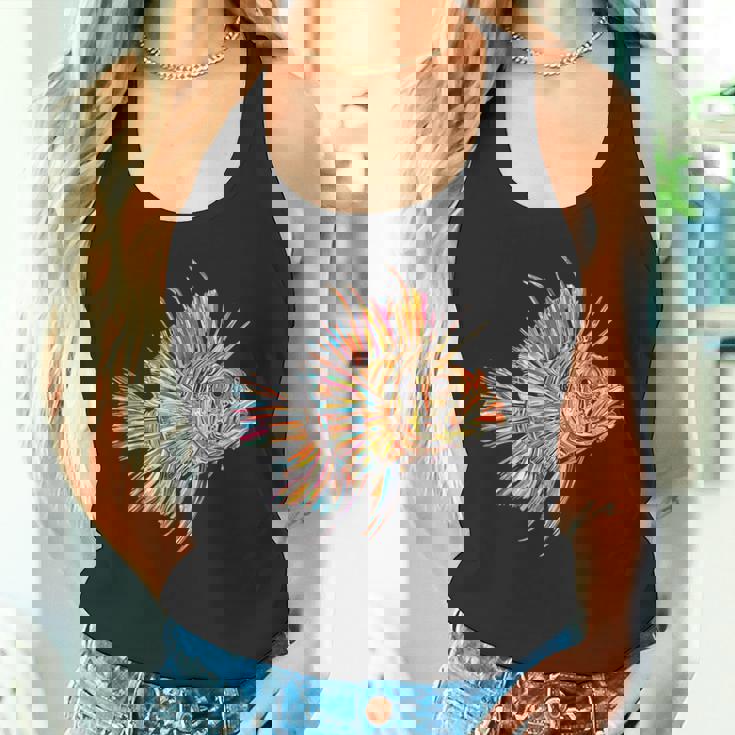 ライオンフィッシュ 動物 グラフィック アートワーク ライオンフィッシュ タンクトップ