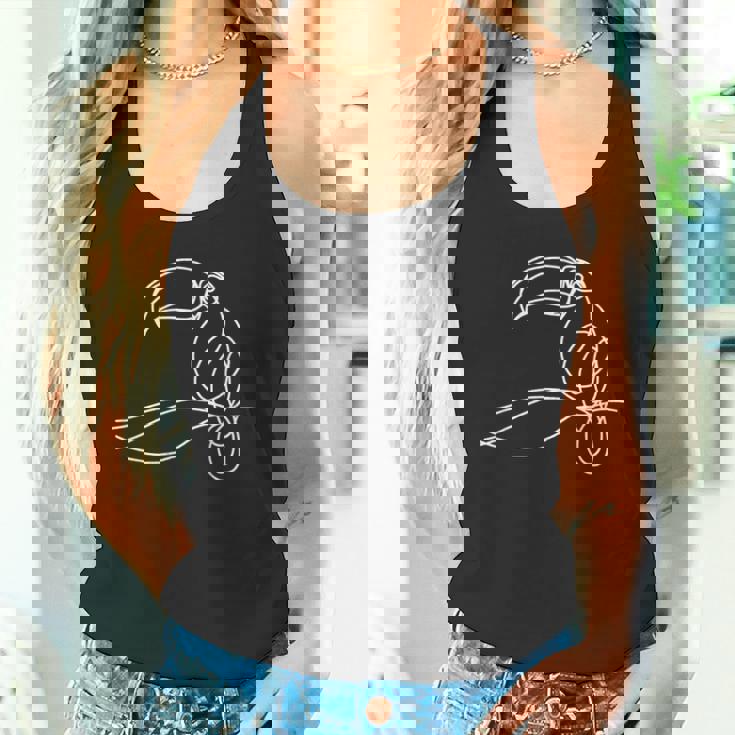 ラインアート 鳥類学者オオハシ タンクトップ