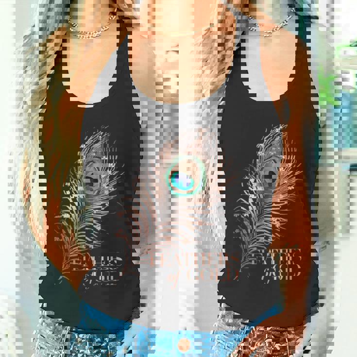 ラグジュアリーボタニカルフラワー ローズゴールド 孔雀 ゴールドの羽 タンクトップ