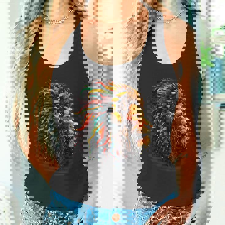 ラスタファリアン・ルーツ ギター ヒッピー ラスタ レゲエ ライオン ラスタファリ タンクトップ