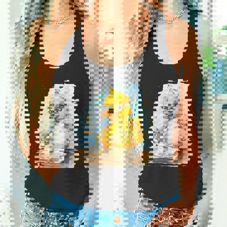 ラバーダックリーダー コーヒー愛好家 読書本 ラバーダッキー タンクトップ