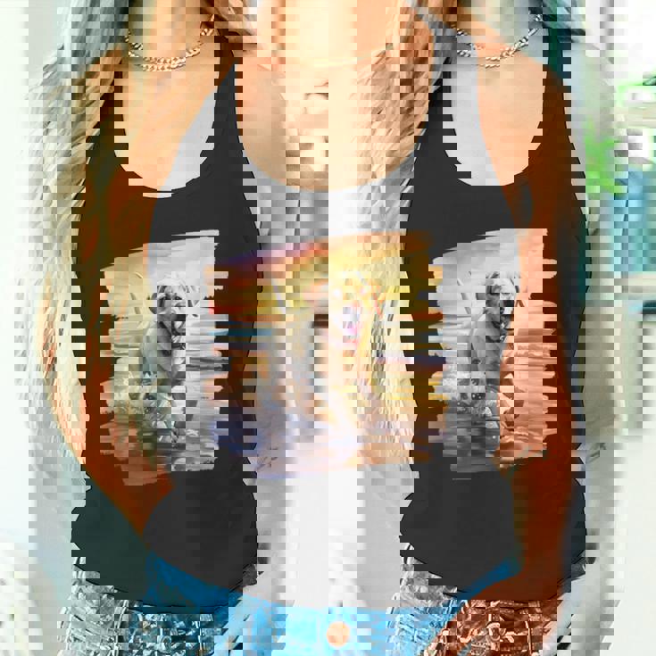 ラブラドールオンザビーチ、ラボ、犬、ラブラドール子犬 タンクトップ