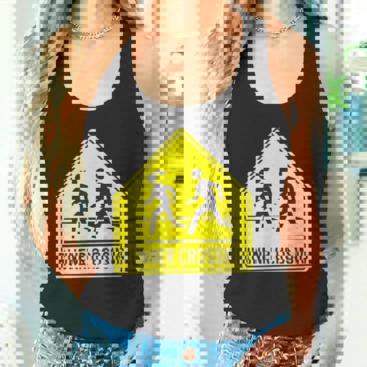 ランナー クロッシング サイン モチベーションを高める 面白い ランニング タンクトップ