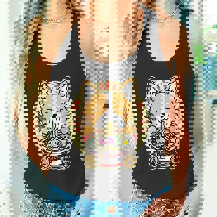 ラーメンを食べる犬 タンクトップ