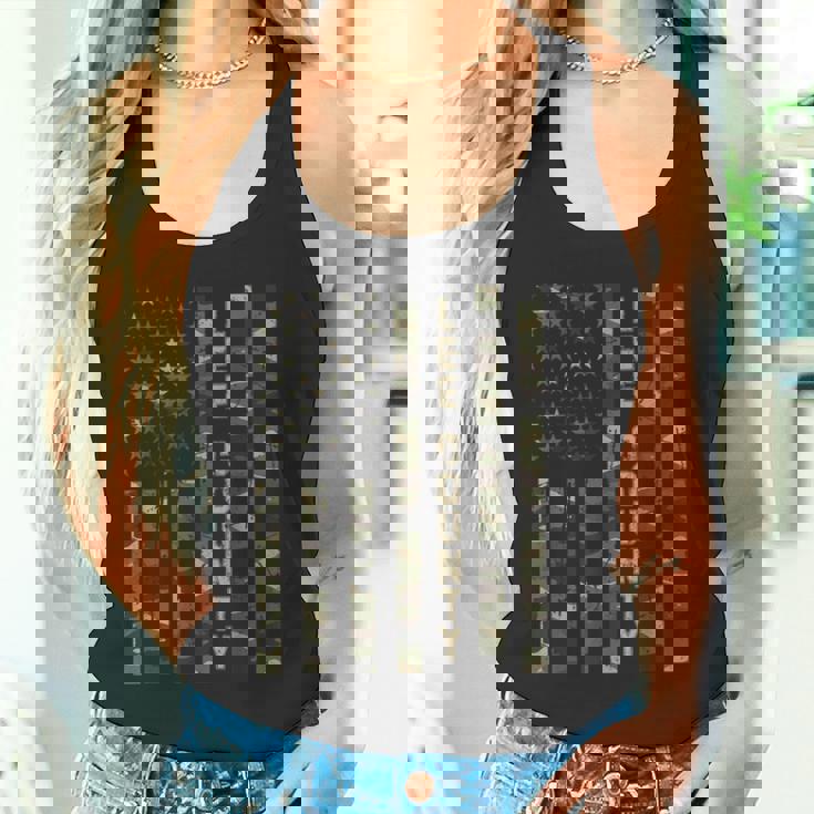 リー郡 アメリカ合衆国 アンティーク調迷彩 米国旗付き タンクトップ