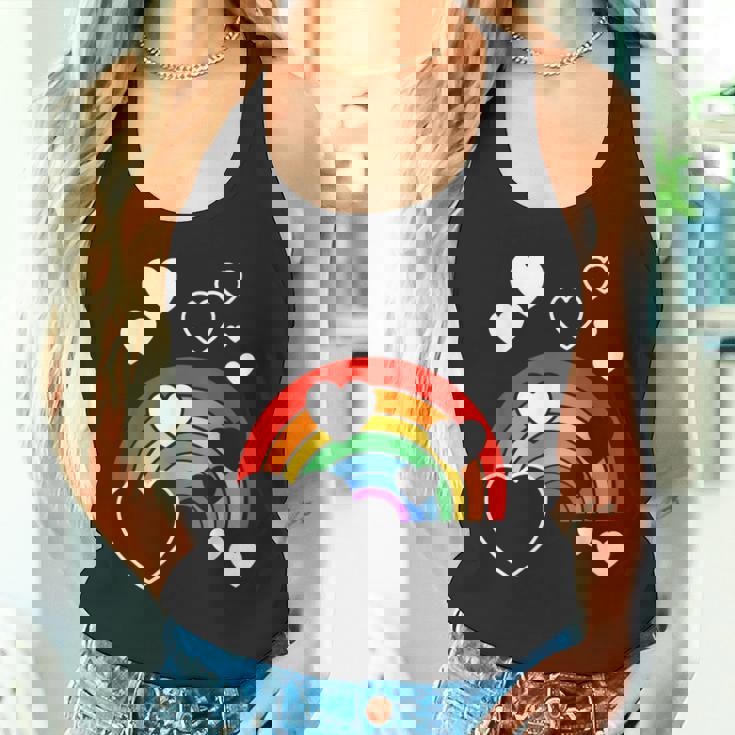 レインボーカラー ホワイト ハート ハート 雨 虹 旗 タンクトップ