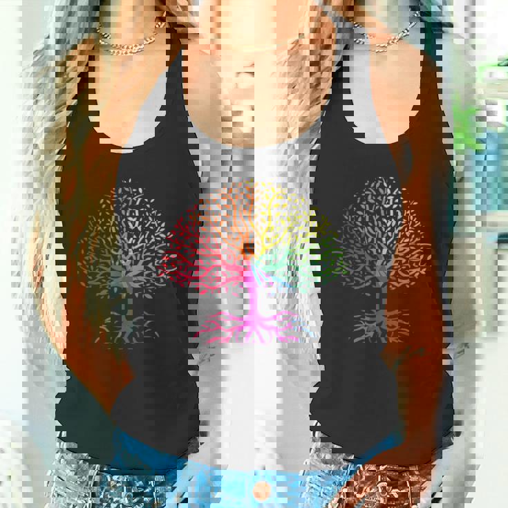 レインボーフラッグ ツリー・オブ・ライフ Lgbt ゲイ・プライド月間 Lgbtqアライ タンクトップ