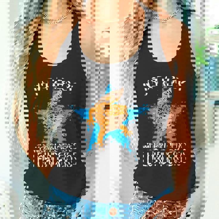 レオパード・ゲッコーが大好きな男の子です。トカゲ 爬虫類 ヒョウモントカゲモドキ タンクトップ