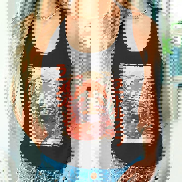 レッサーパンダ好きラーメン カワイイ猫 レッサーパンダラーメン タンクトップ