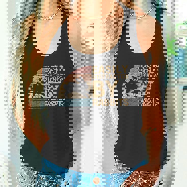 レトロ ヴィンテージ Easy Distracted By Rabbits Bunnies Lover タンクトップ